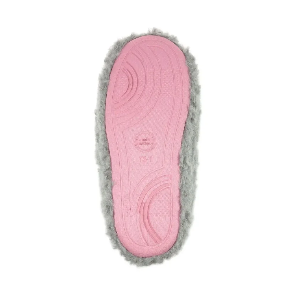 Toddler Girls Sherpa Faux Fur Fuzzy Heart Slippers Shoes Size 11/12